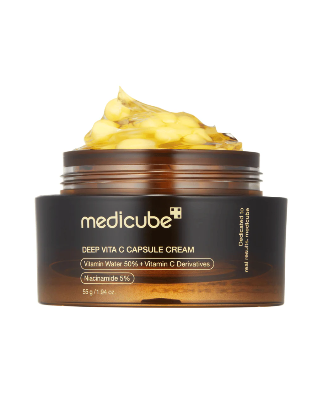 crema de capsulas de vitamina c de medicube tarro abierto que se ve la crema como es