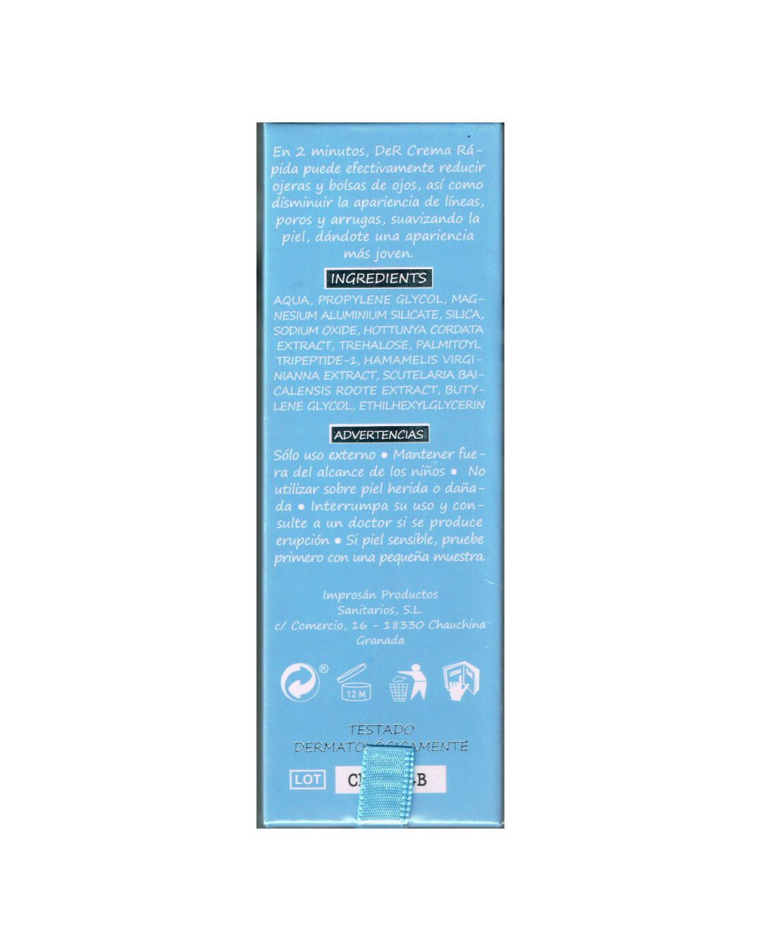 caja del contorno para disminuir bolsas y ojeras en 2 minutos caja por detrás con ingredientes